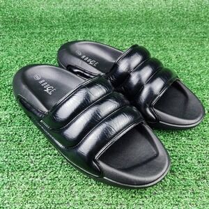 Rouge Helium Slides Women 9 Black Puffy Quilted Strap Comfort Foam Sandals